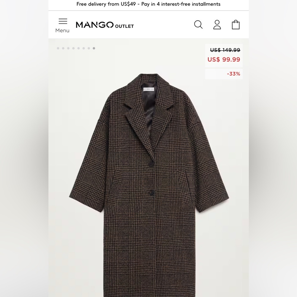mango NWT plaid coat